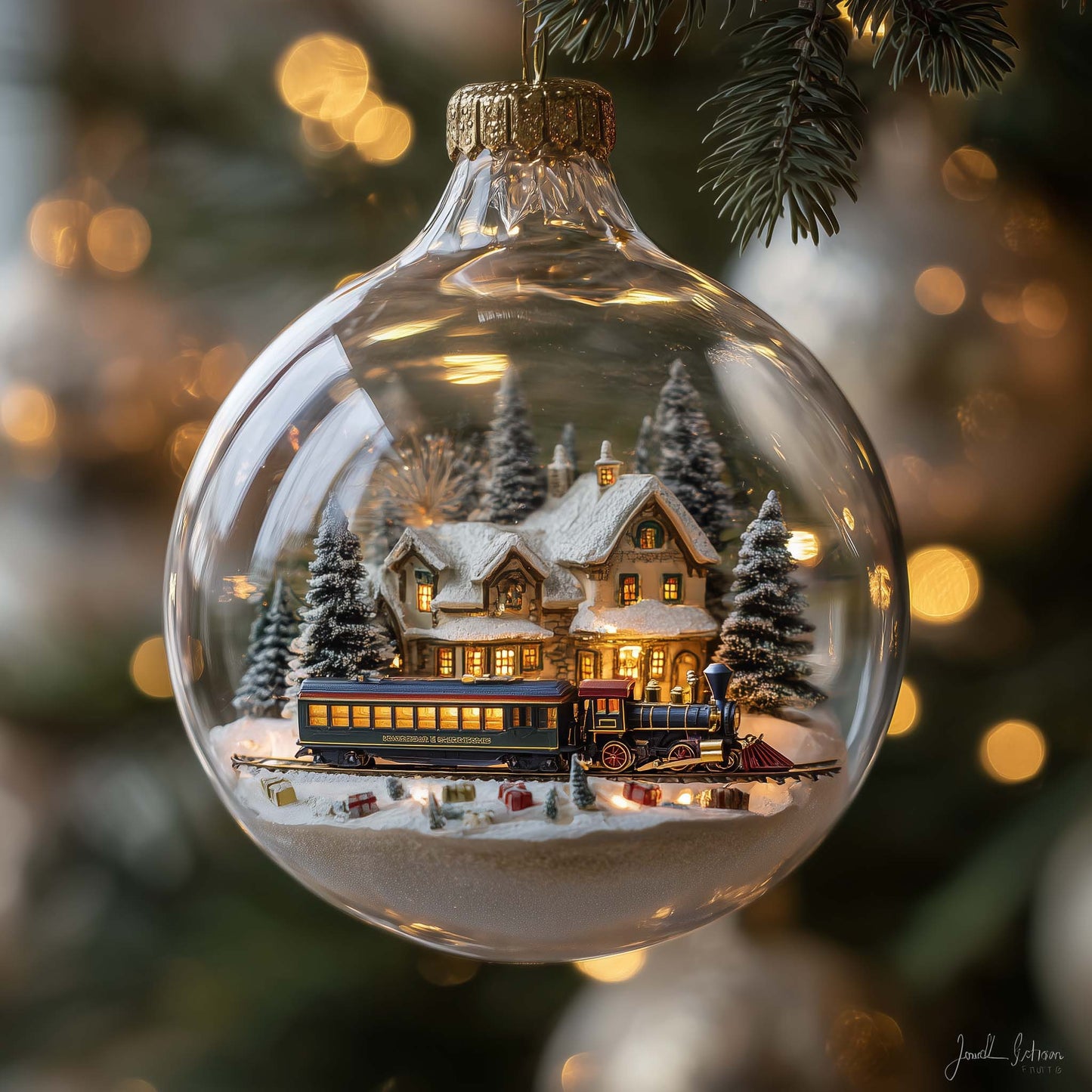 Snowy Village Christmas Mica Ornament GFSPQA105
