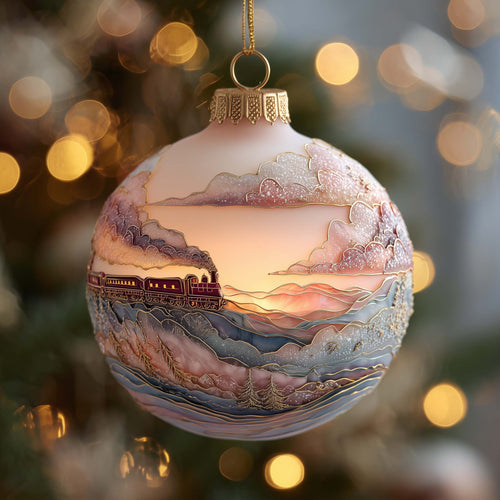 Winter Sunrise Panorama Christmas Mica Ornament GFSPQA114