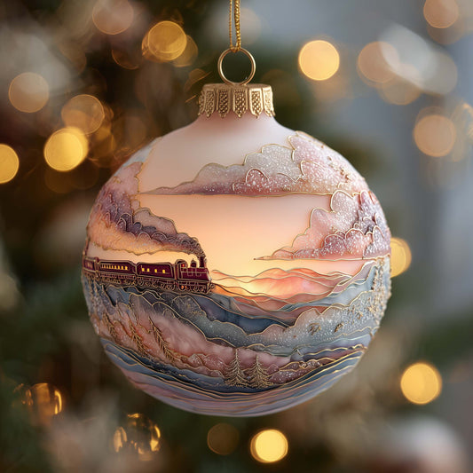 Winter Sunrise Panorama Christmas Mica Ornament GFSPQA114