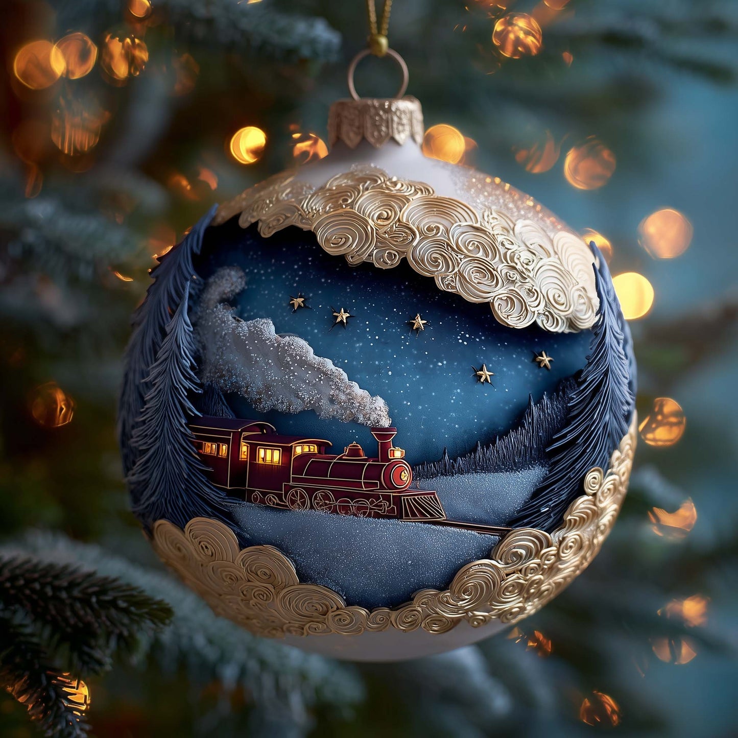 Starry Midnight Express Christmas Mica Ornament GFSPQA120