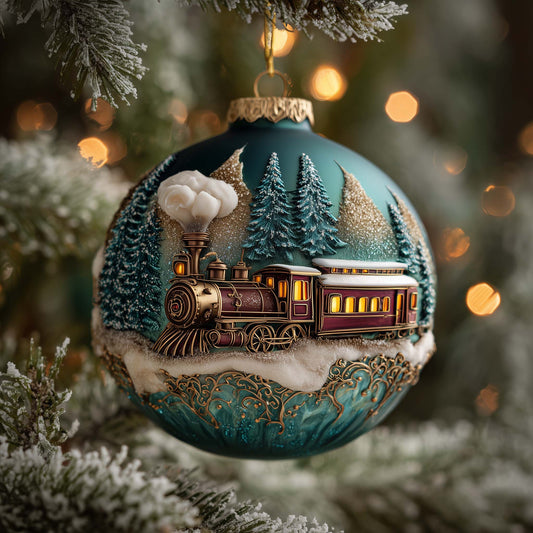 Peppermint Forest Train Christmas Mica Ornament GFSPQA122