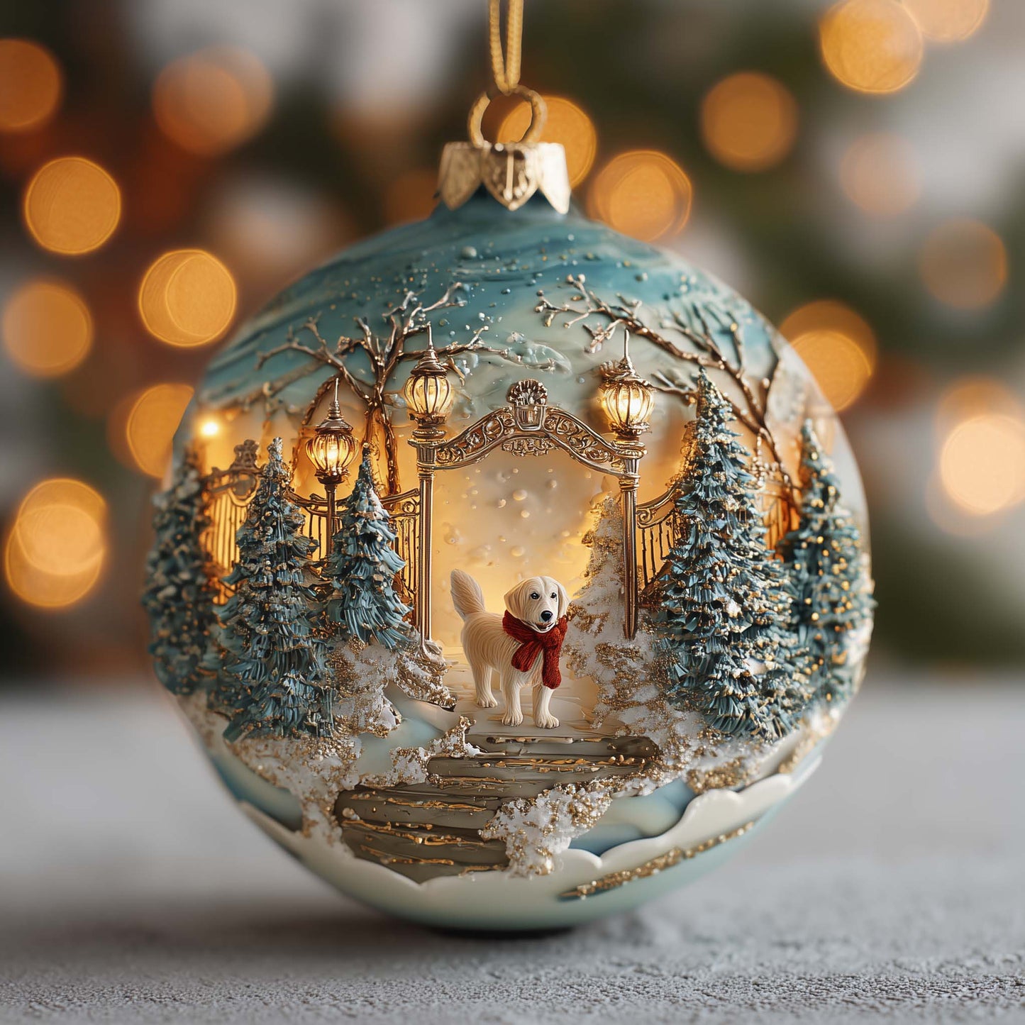 Golden Retriever Christmas Mica Ornament GFSPQA125