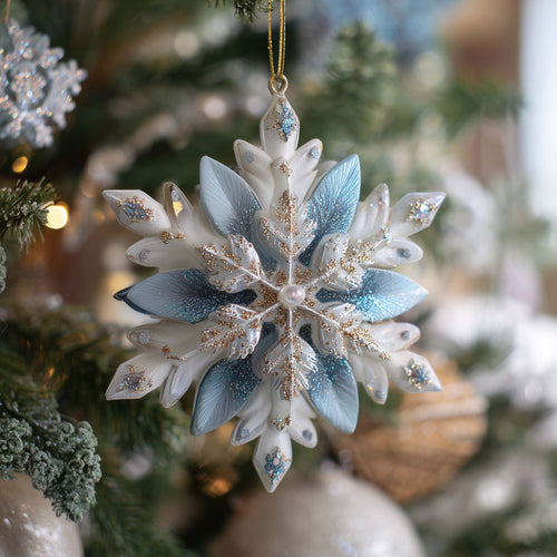 Crystal Snowflake Bloom Christmas Mica Ornament GFSPQA13