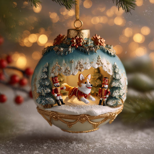 Nutcracker Corgi Christmas Mica Ornament GFSPQA139