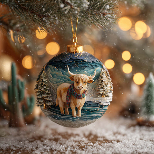 Highland Cow Christmas Mica Ornament GFSPQA146