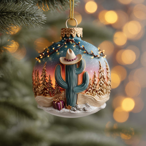 Festive Cactus Christmas Mica Ornament GFSPQA149