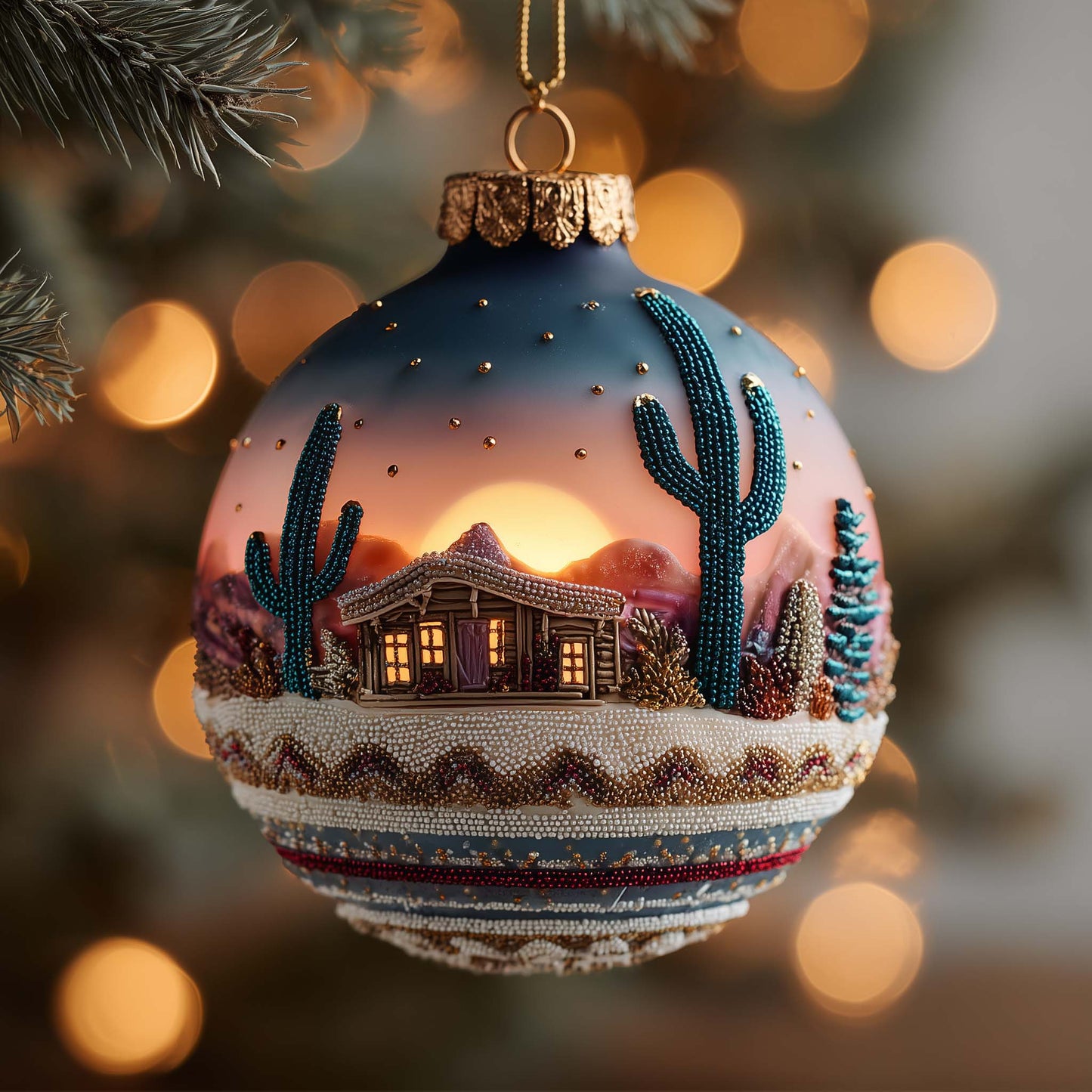 Western Sunset Christmas Mica Ornament GFSPQA150