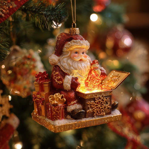 Santa Treasure Chest Christmas Mica Ornament GFSPQA18