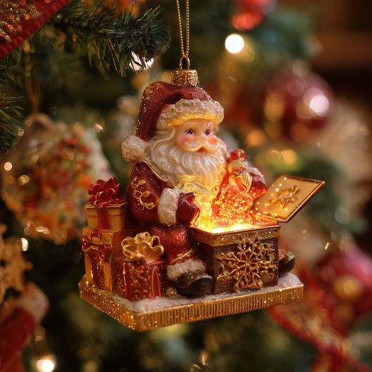 Santa Treasure Chest Christmas Mica Ornament GFSPQA18