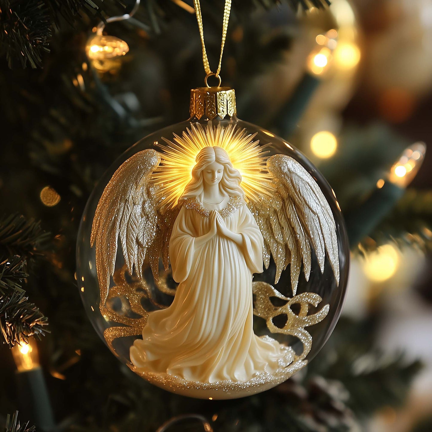 Festive Angel Christmas Mica Ornament GFSPQA192