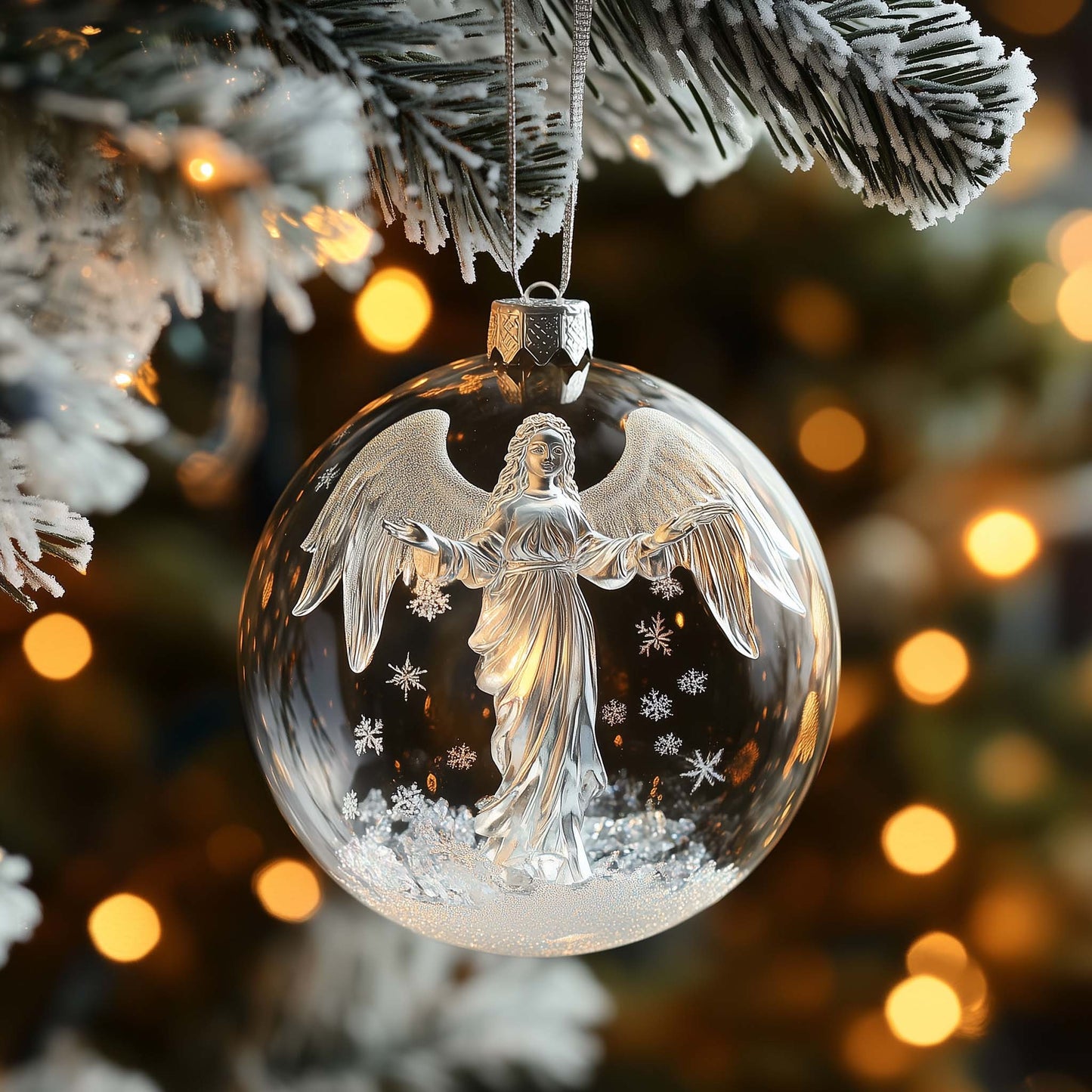 Festive Angel Christmas Mica Ornament GFSPQA194