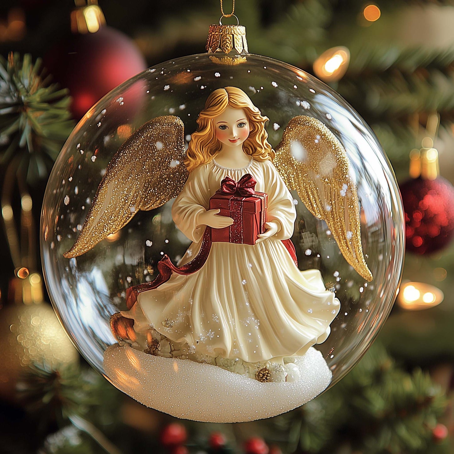 Festive Angel Christmas Mica Ornament GFSPQA198