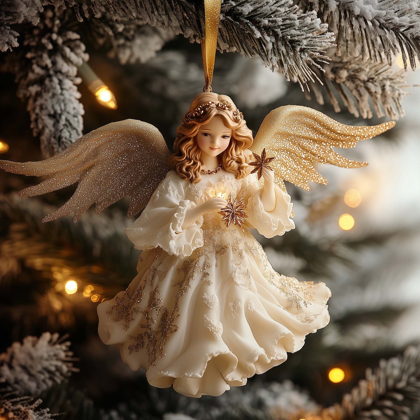 Festive Angel Christmas Mica Ornament GFSPQA199
