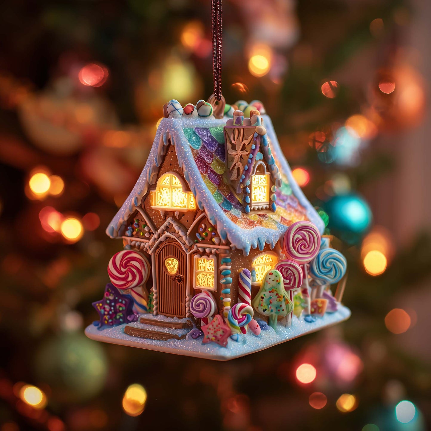 Candy Cottage Delight Christmas Mica Ornament GFSPQA22