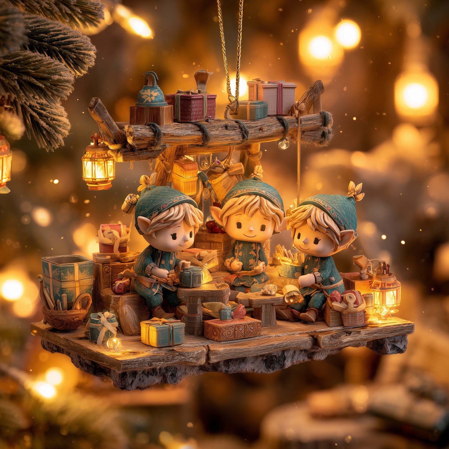 Elf Workshop Glow Christmas Mica Ornament GFSPQA24