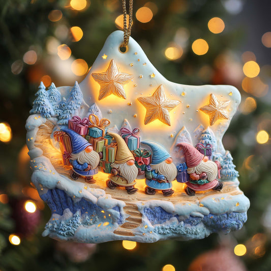 Gnome Gift Parade Christmas Mica Ornament GFSPQA25