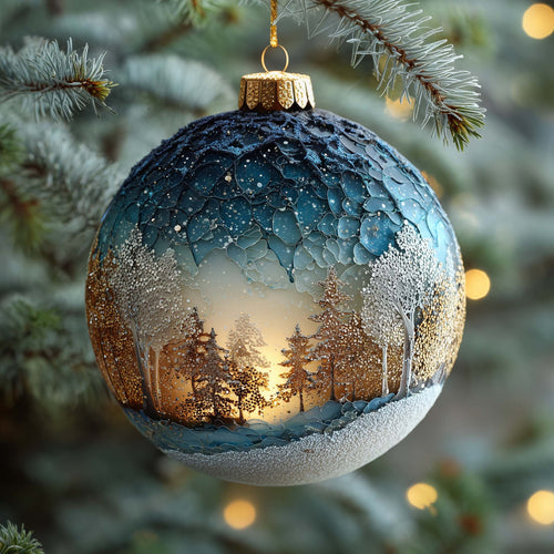 Frozen Twilight Forest Christmas Mica Ornament GFSPQA34