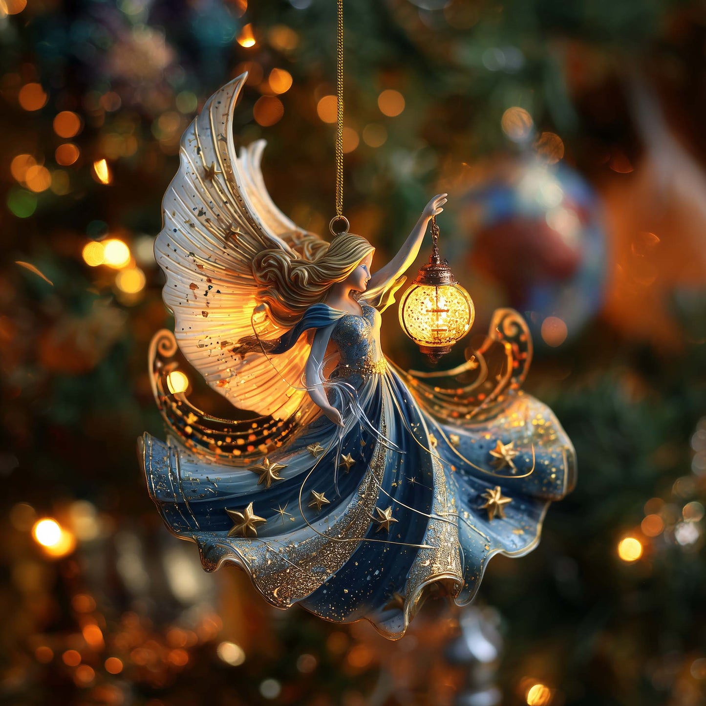 Celestial Lantern Angel Christmas Mica Ornament GFSPQA35