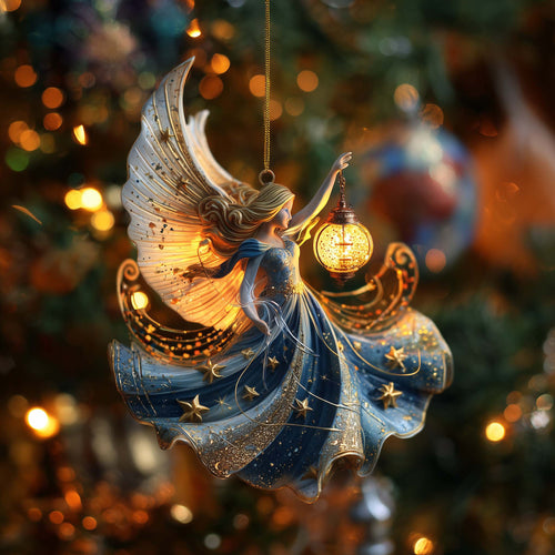 Celestial Lantern Angel Christmas Mica Ornament GFSPQA35