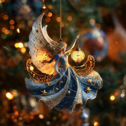 Celestial Lantern Angel Christmas Mica Ornament GFSPQA35