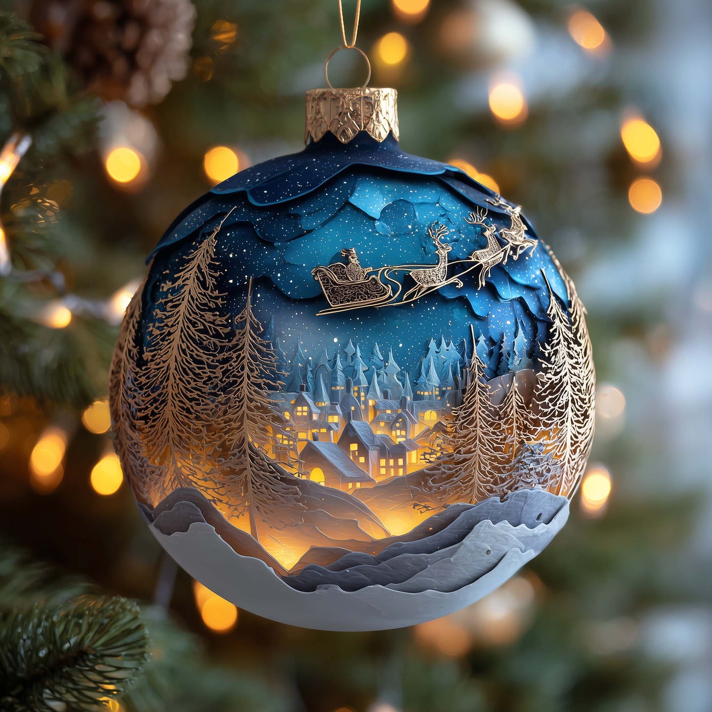 Santa Midnight Journey Christmas Mica Ornament GFSPQA37