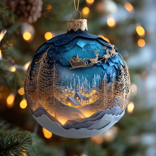 Santa Midnight Journey Christmas Mica Ornament GFSPQA37