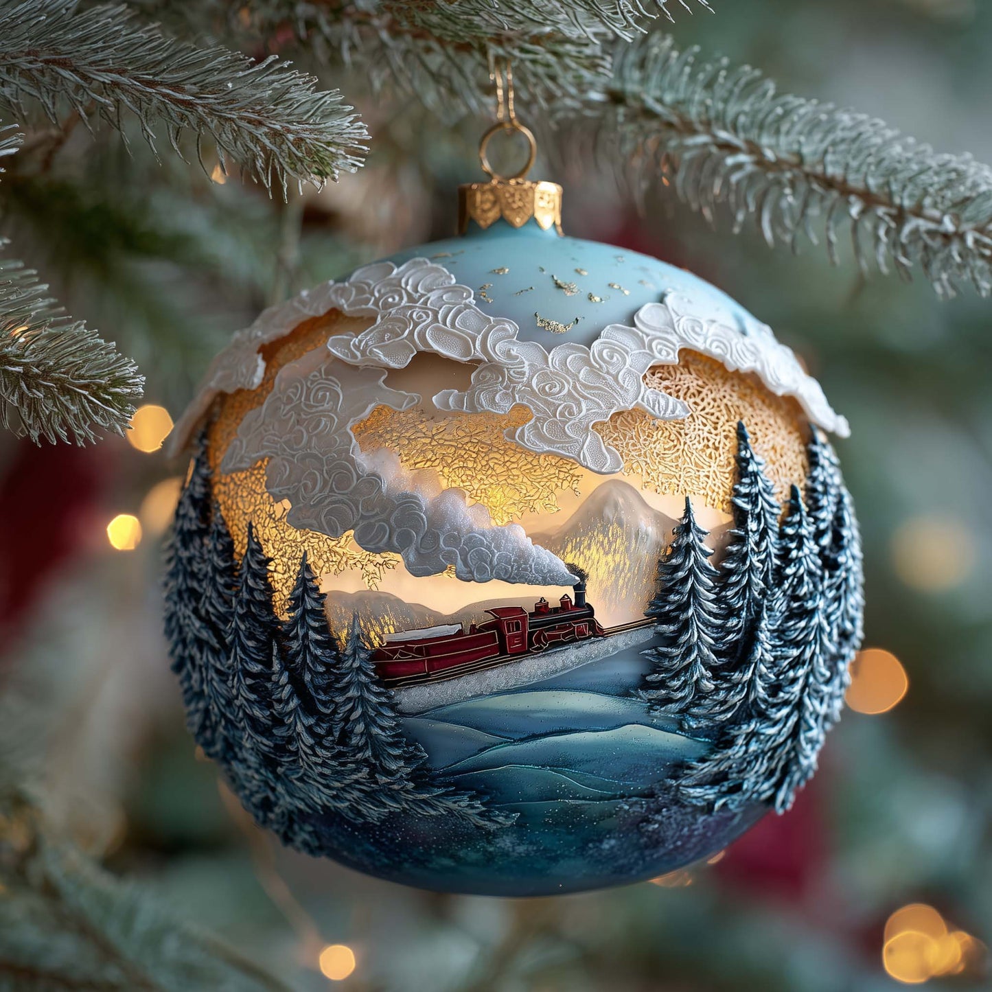Golden Steam Express Christmas Mica Ornament GFSPQA38