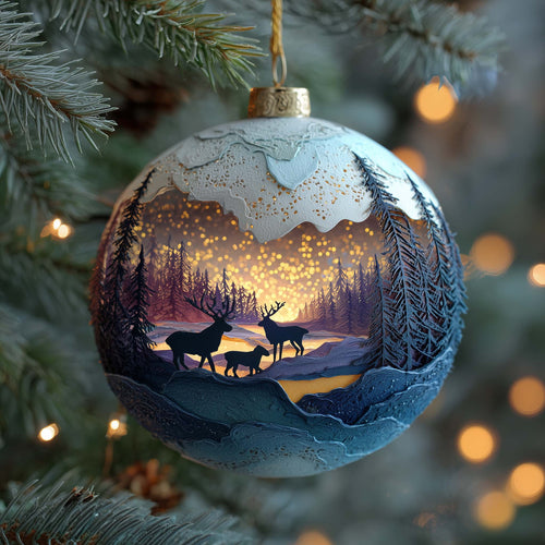 Enchanted Reindeer Valley Christmas Mica Ornament GFSPQA39