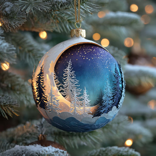 Moonlit Alpine Forest Christmas Mica Ornament GFSPQA40