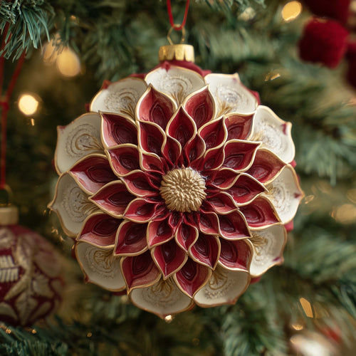 Royal Poinsettia Bloom Christmas Mica Ornament GFSPQA45