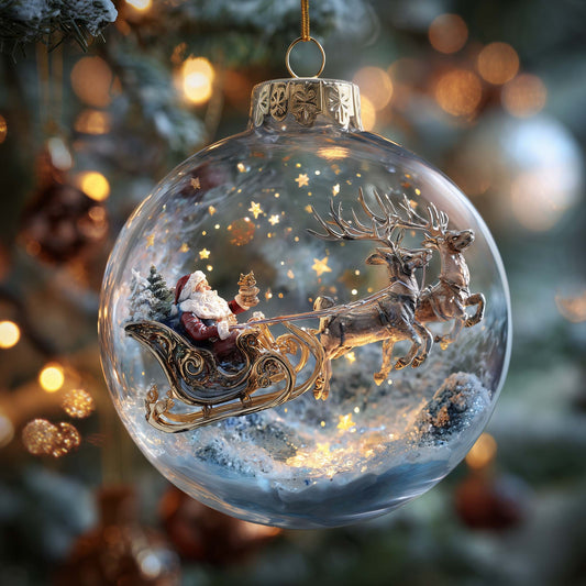 Santa Midnight Flight Christmas Mica Ornament GFSPQA54