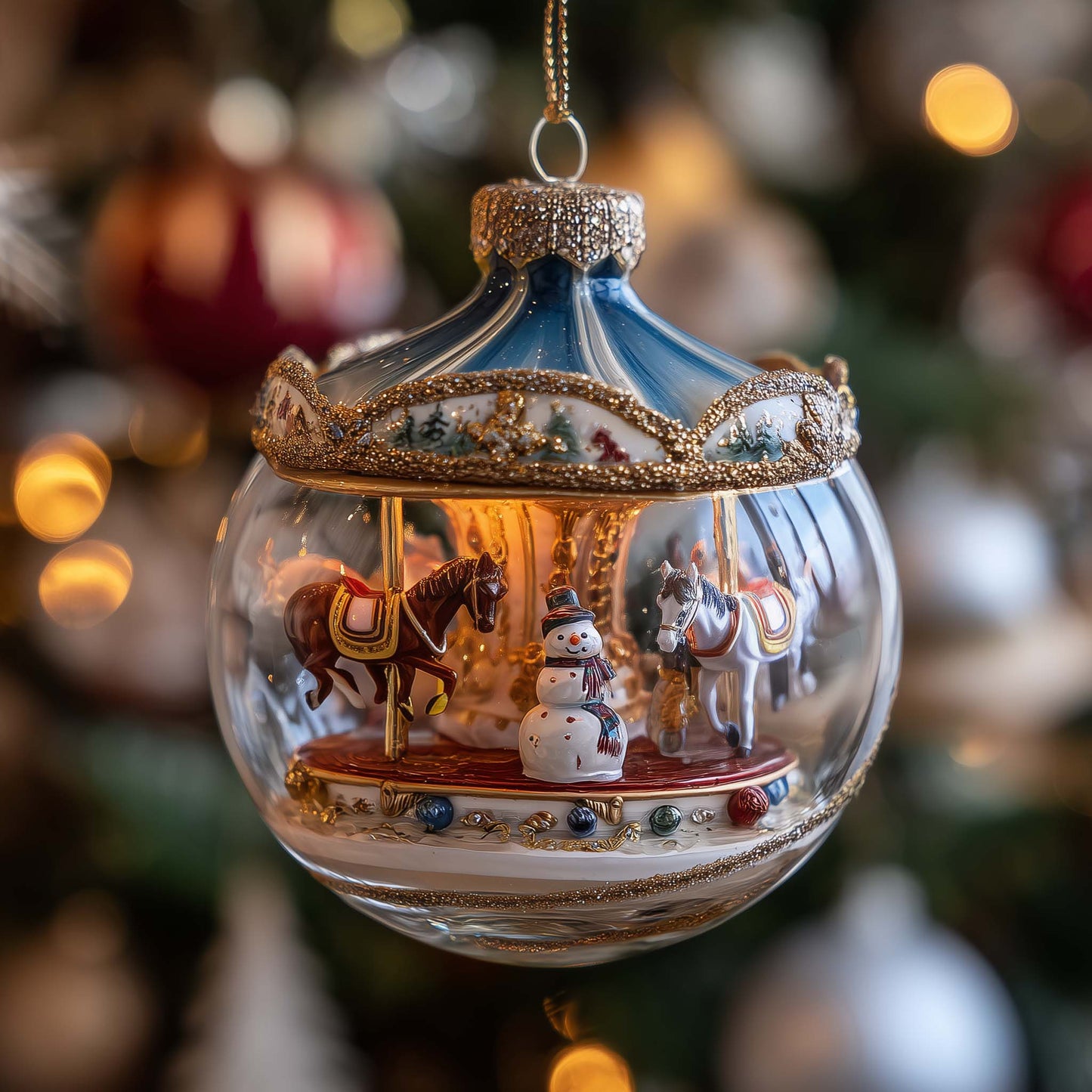 Winter Carousel Delight Christmas Mica Ornament GFSPQA60
