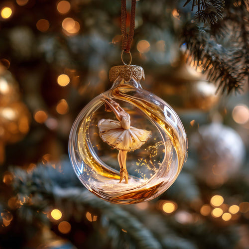 Golden Ballerina Twirl Christmas Mica Ornament GFSPQA61
