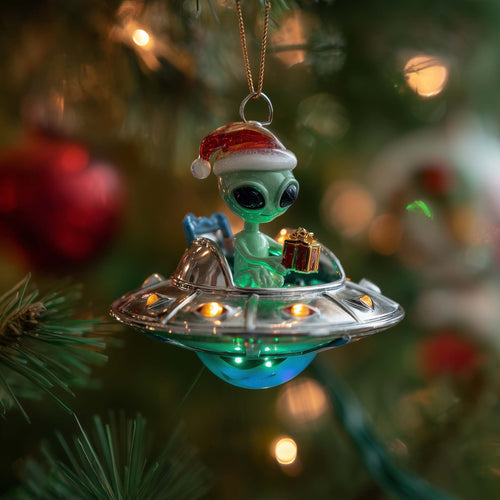 Alien Holiday Gift Mission Christmas Mica Ornament GFSPQA63