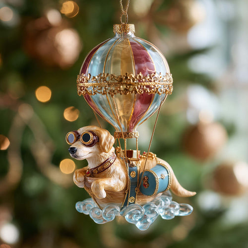 Golden Pup Airship Explorer Christmas Mica Ornament GFSPQA68