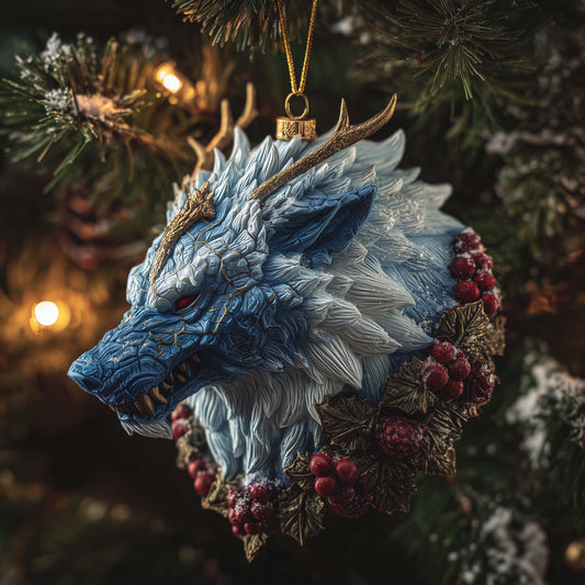 Frostfang Wolf Christmas Mica Ornament GFSPQA78