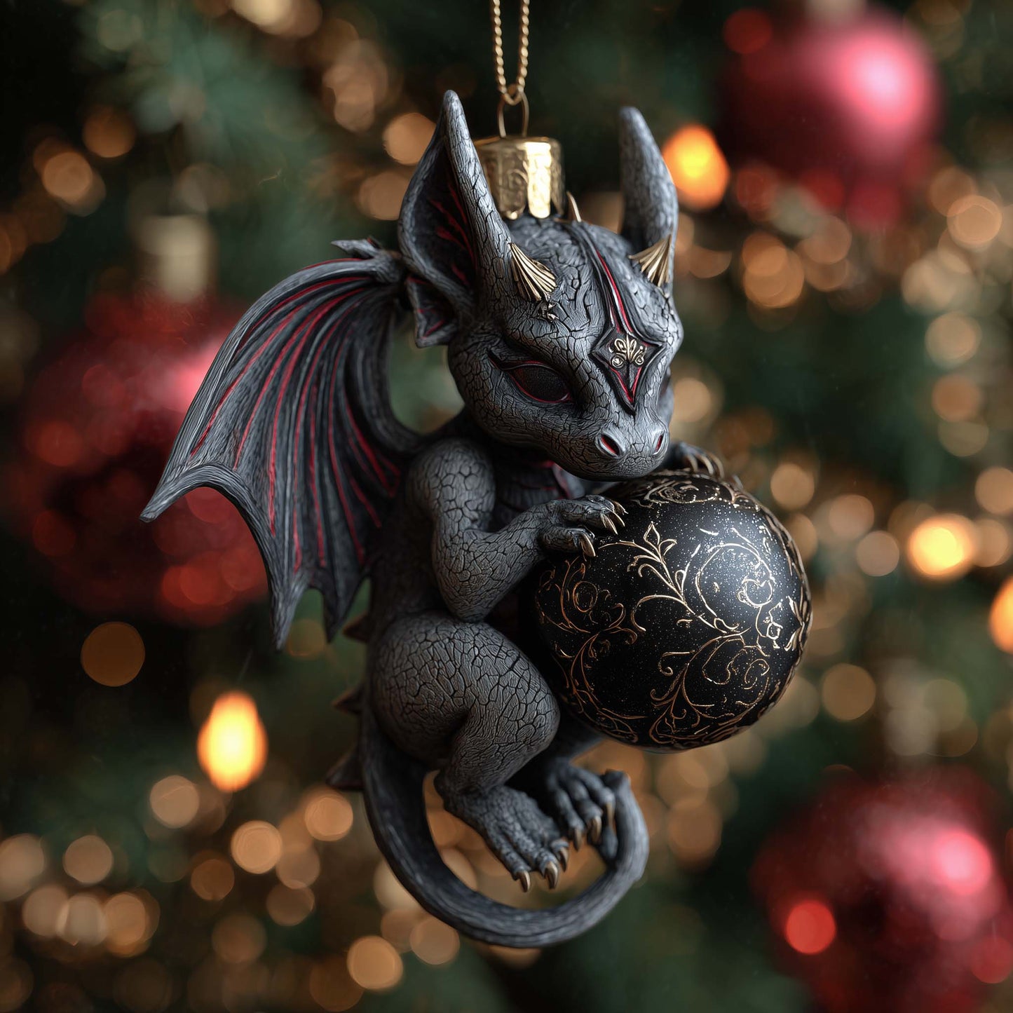 Midnight Gargoyle Christmas Mica Ornament GFSPQA83