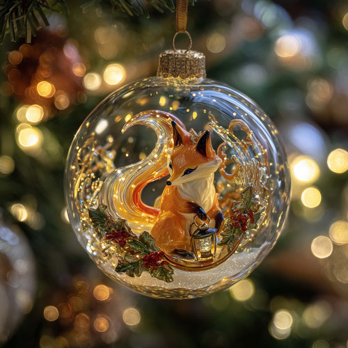 Lantern Fox Spirit Christmas Mica Ornament GFSPQA92