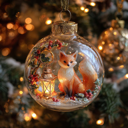 Lantern Fox Spirit Christmas Mica Ornament GFSPQA93