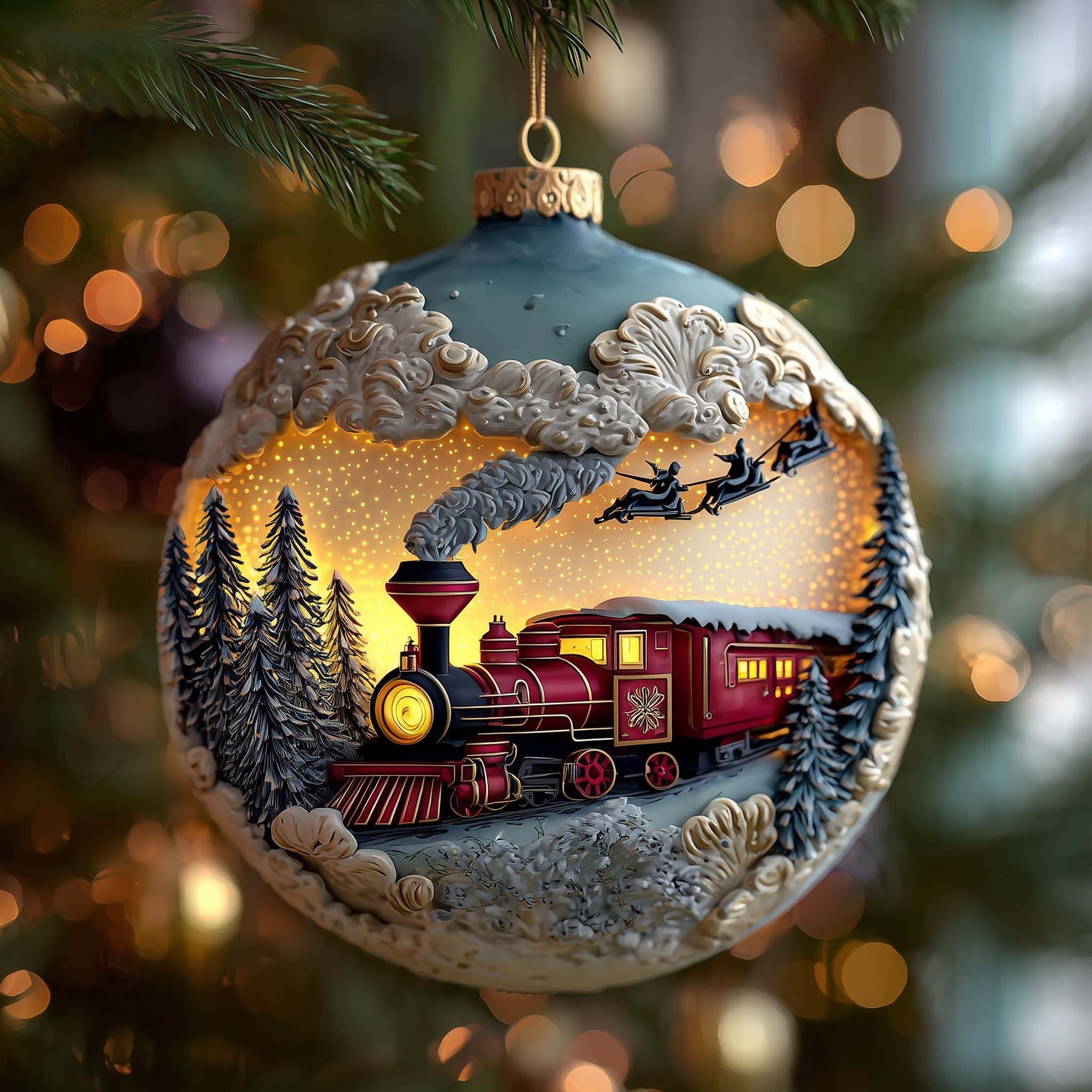 Golden Stream Express Christmas Mica Ornament GFSPQA98