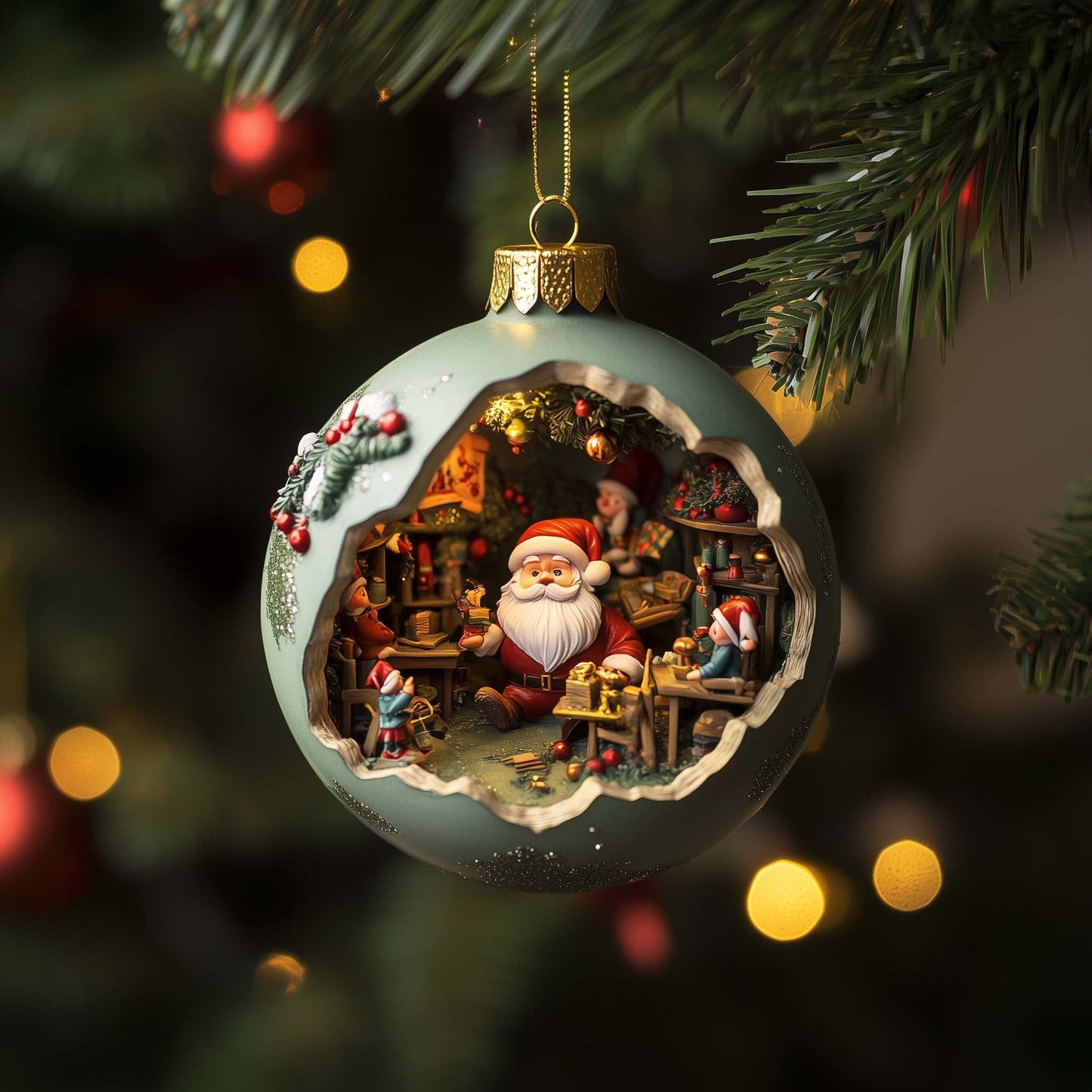 Workshop Diorama Christmas Mica Ornament GFSPQM04