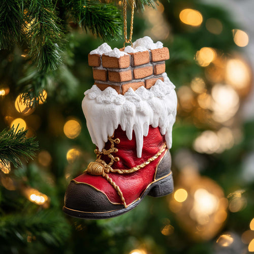 Chimney Boot Christmas Mica Ornament GFSPQM05