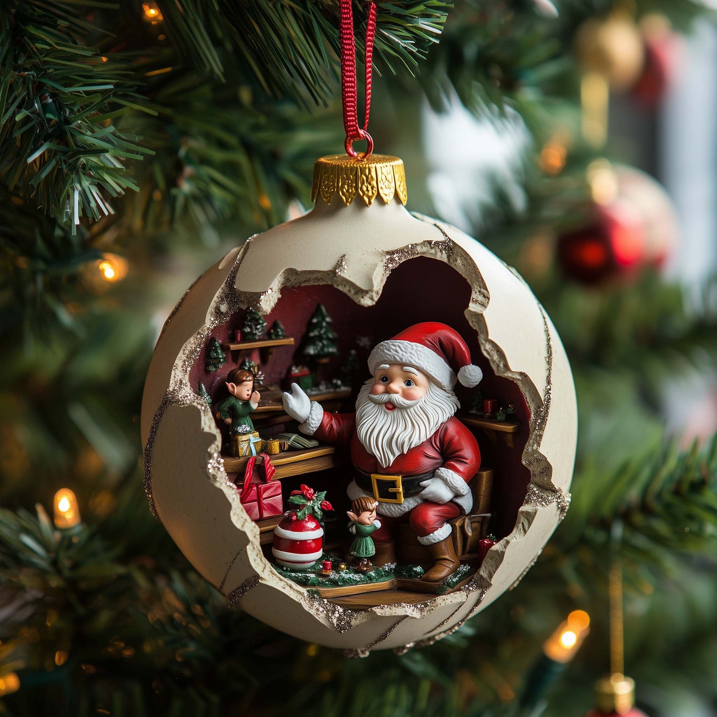 Santa's Workshop Christmas Mica Ornament GFSPQM06