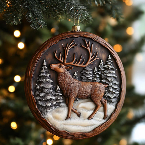 Winter Stag Christmas Mica Ornament GFSPQM08