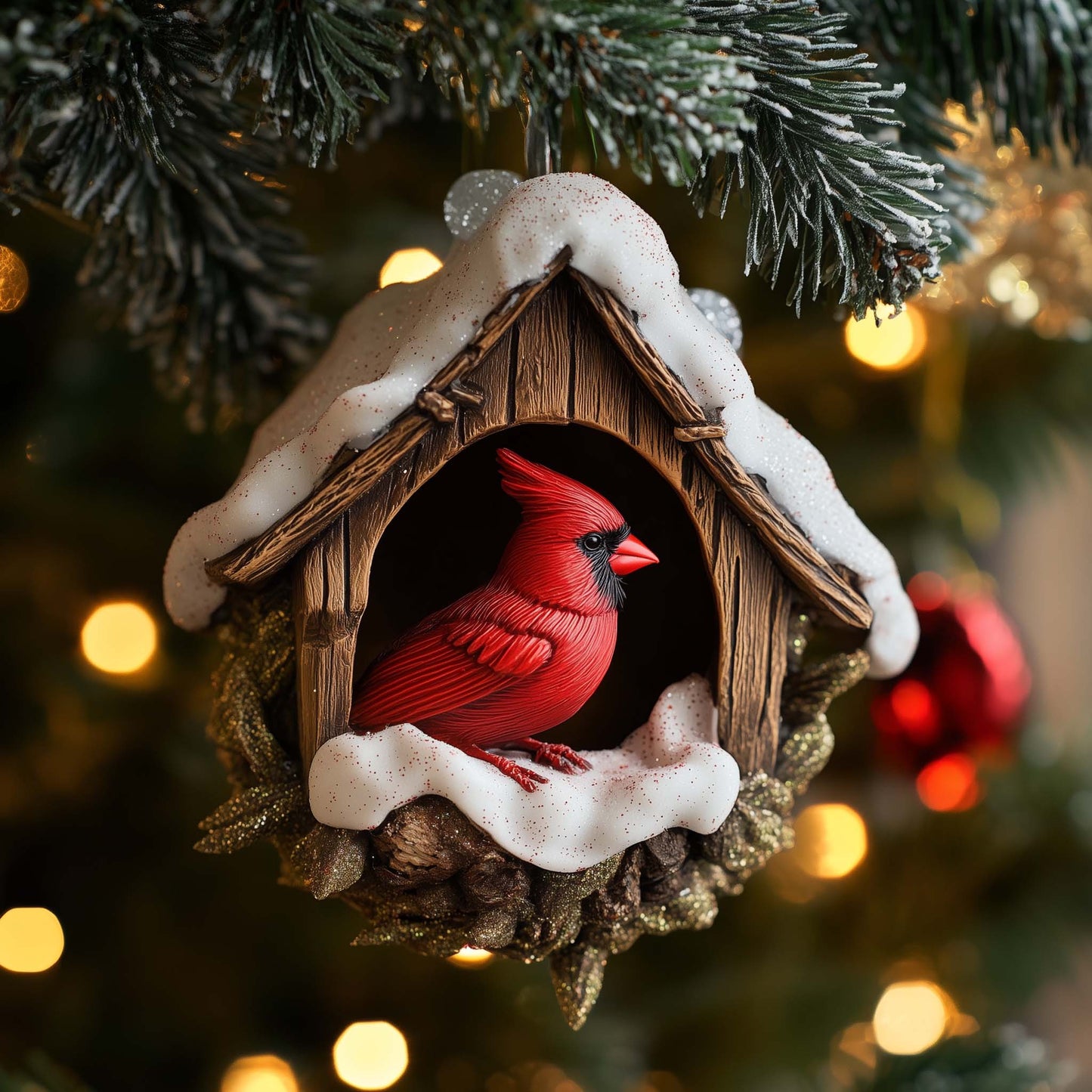 Snowy Birdhouse Christmas Mica Ornament GFSPQM101