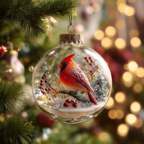 Cardinal Globe Christmas Mica Ornament GFSPQM105