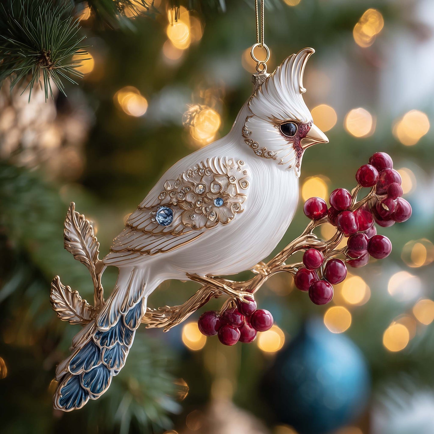 Jeweled Jay Christmas Mica Ornament GFSPQM108