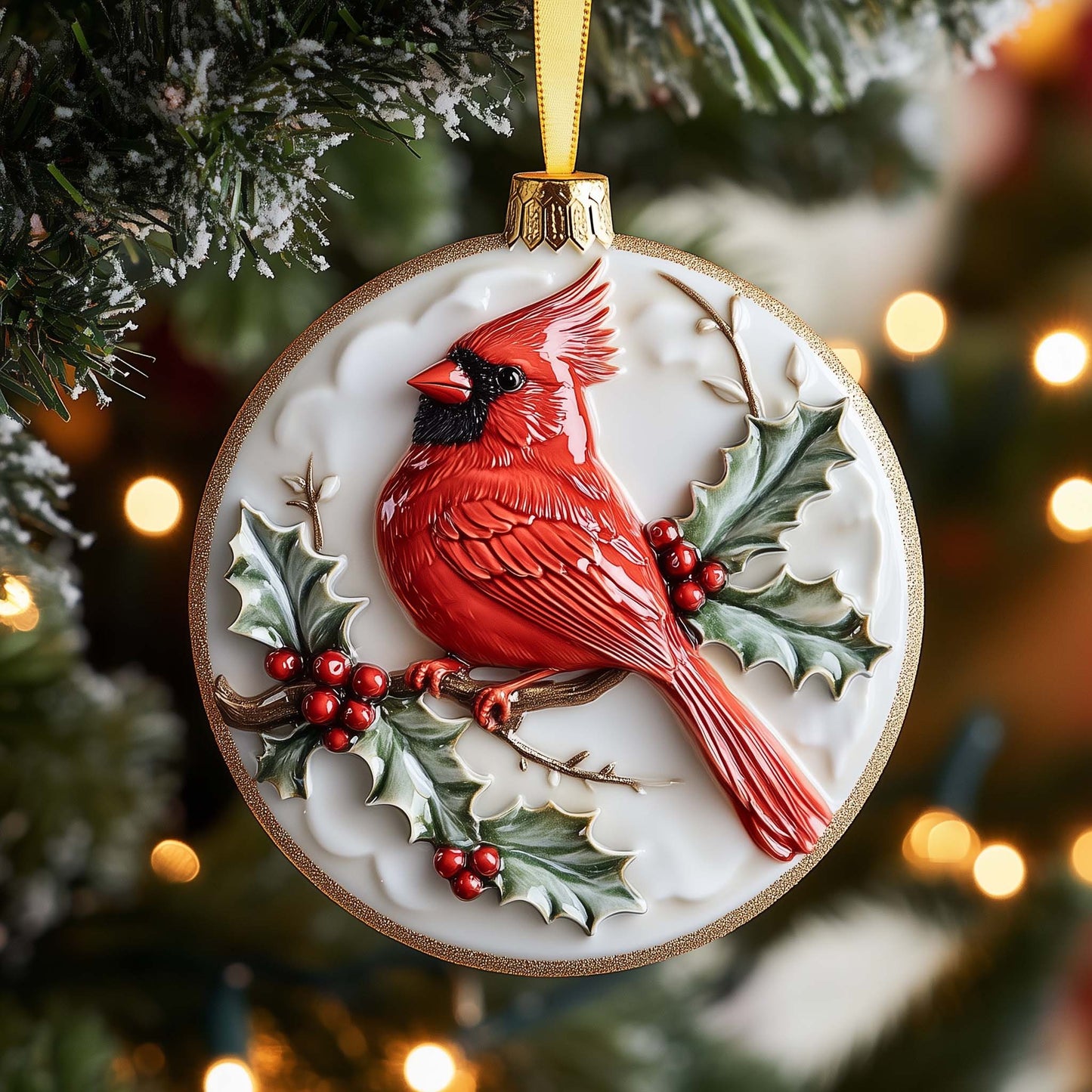 Jeweled Cardinal Christmas Mica Ornament GFSPQM109