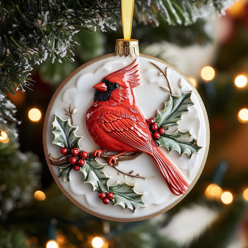 Jeweled Cardinal Christmas Mica Ornament GFSPQM109