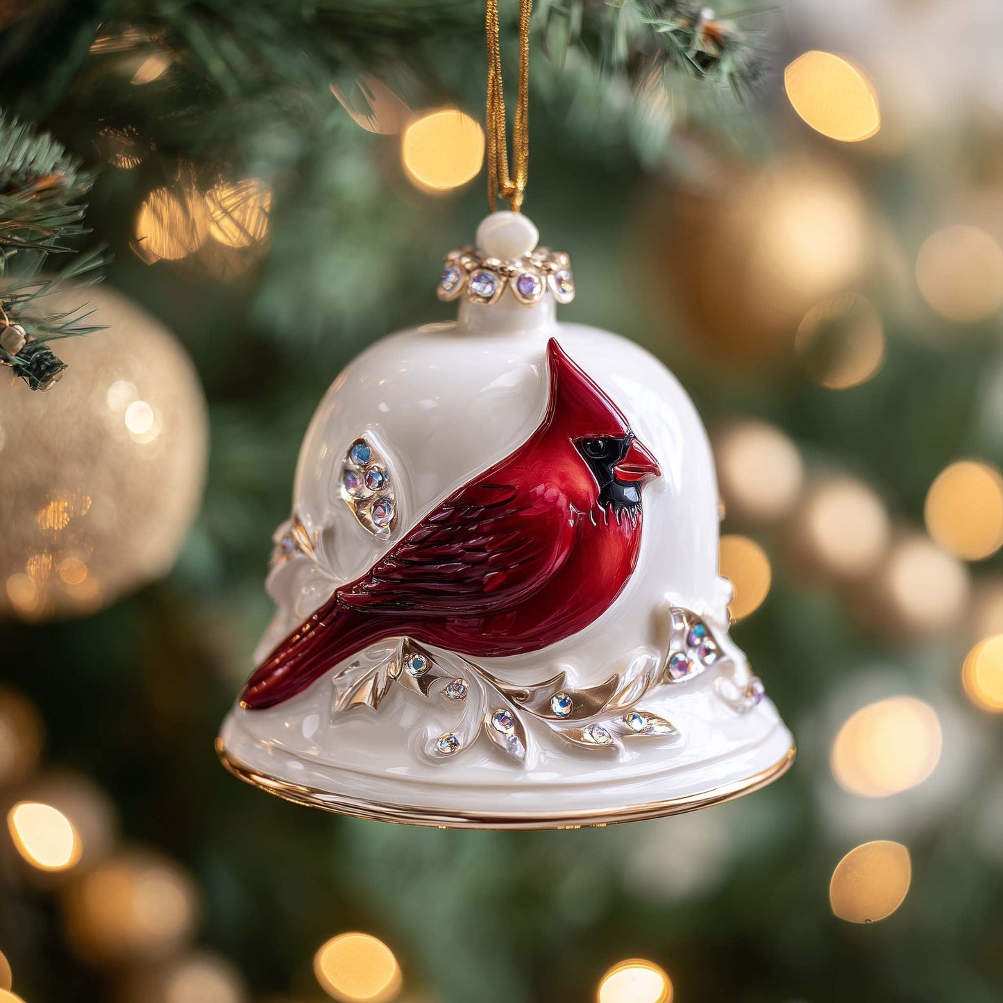 Cardinal Bell Christmas Mica Ornament GFSPQM113